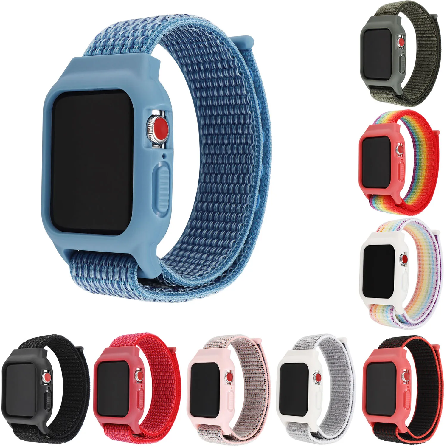Чехол из ТПУ для Apple Watch Band 5 4 44 мм 40 спортивный нейлоновый ремешок iWatch 2 3 42 38