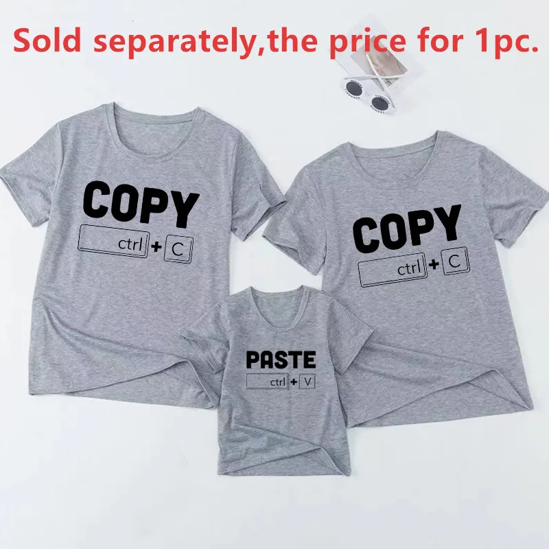 Funny Copy Paste Ctrl C Ctrl V Family Matching Tshirts Cotton Baby Bodysuits Dad T-shirt Summer Family Look Daddy and Me Outfits 3