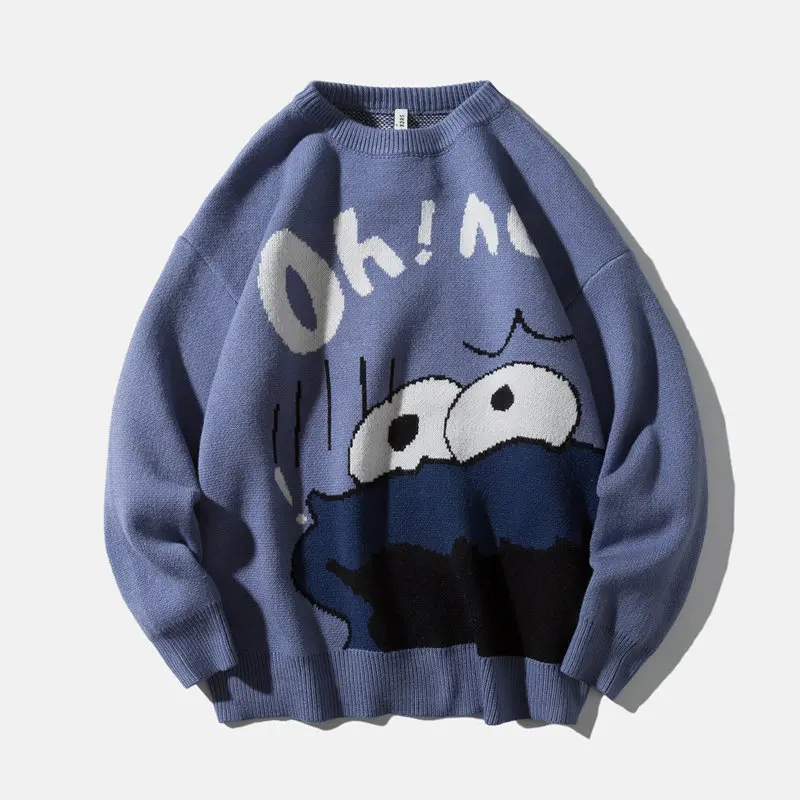 

Autumn Winter Men Women Knit Sweaters Street Casual Cartoon Print Warm Thick Pullover Tops Long Sleeve Unisex Xmas Couples Coats