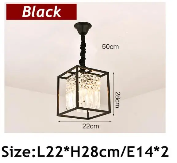 black 2 lights Современные золотые металлические светодиодные люстры, светильник ing Lustre Crystal для гостиной, светодиодная подвесная люстра, светильник для спальни, подвесной светильник - Цвет абажура: black 2 lights