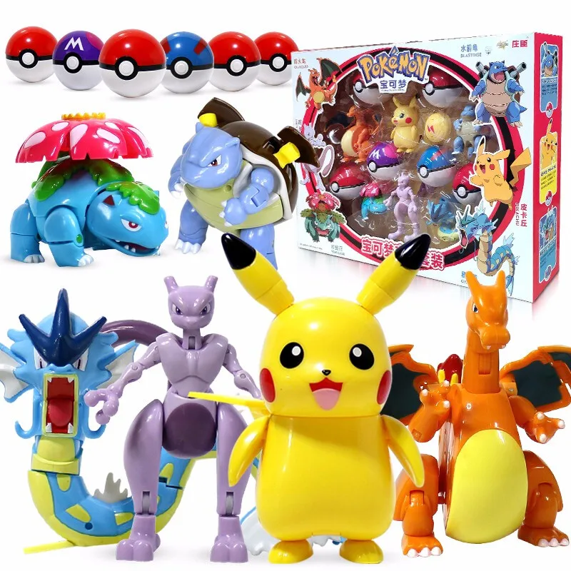 

Takara Tomy Pokémon Elf Ball Variant Toy Model Pikachu Jenny Turtle Mewtwo Pocket Monsters Action Figure Model Gift Set