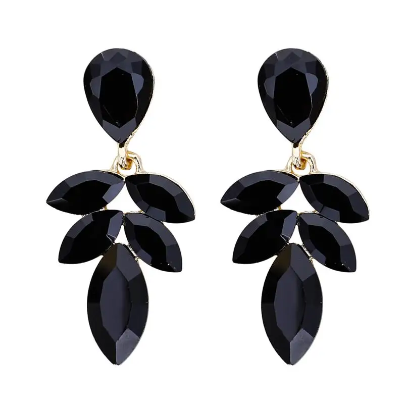 

Classic Black Acrylic Dangle Earrings For Office Lady Top Quality Teardrop Shaped Alloy Drop Hanging Earring Jewelry Women Gifts