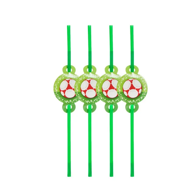 Straw 6PCS Детские одноразовые предметы на день рождения, спортивная футбольная тематическая вечеринка, вечерние украшения, вечерние наряды, игрушки - Цвет: Straw 6PCS