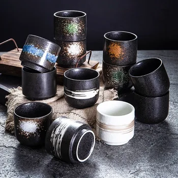 

Tea cup Retro Ceremony ceramic restaurant Japanese and Korean folding family Matcha underglaze color