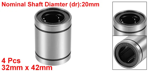 4pcs LM20UU Uxcell Линейный шарикоподшипник LM4UU LM16UU LM20UU LM25UU LM30UU LM35UU шарикоподшипник линейного движения втулка подшипника для 3d принтера ЧПУ - Цвет: 4pcs LM20UU