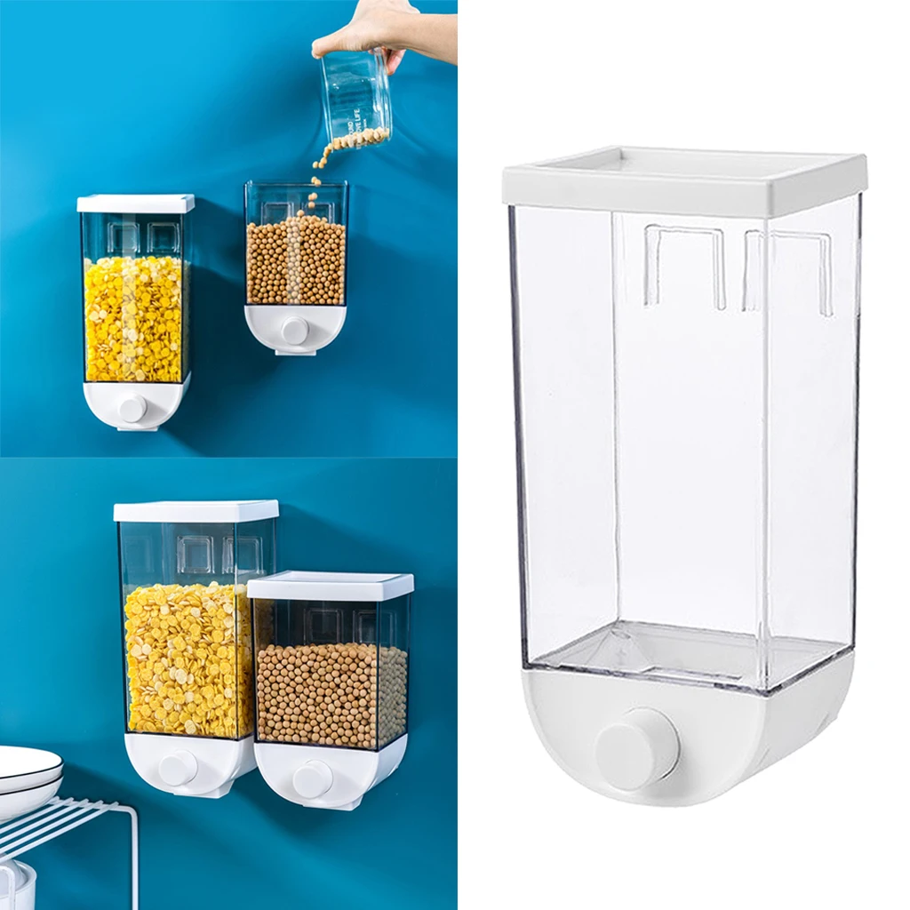 Kitchen Wall Mounted Cereal Dispenser Dry Food Storage Container Self-adhesive Kitchen Wall Mounted Cereal Dispenser Dry Food Storage Container Self-adhesive