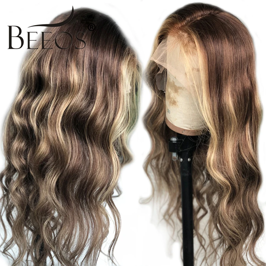 

13*6 Deep Part Lace Front Human Hair Wig Loose Wave Highlight Color Pre Plucked Hair Line Bleached Knots Brazilian Remy Hair