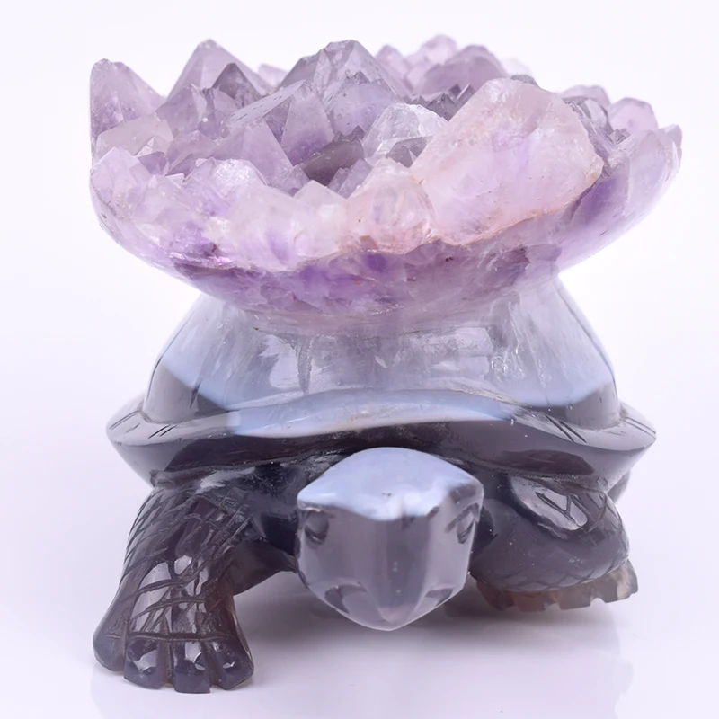 

5 Inch Turtle Skull Sculpture Decoration From Natural Stone Healing Realistic Crystal Tortoise Home Decor Art Collection