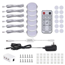 AIBOO светодиодный светильник под шкаф шайба под прилавок светильник s с беспроводным таймером дистанционный Диммируемый для кухонной полки мебельный светильник ing