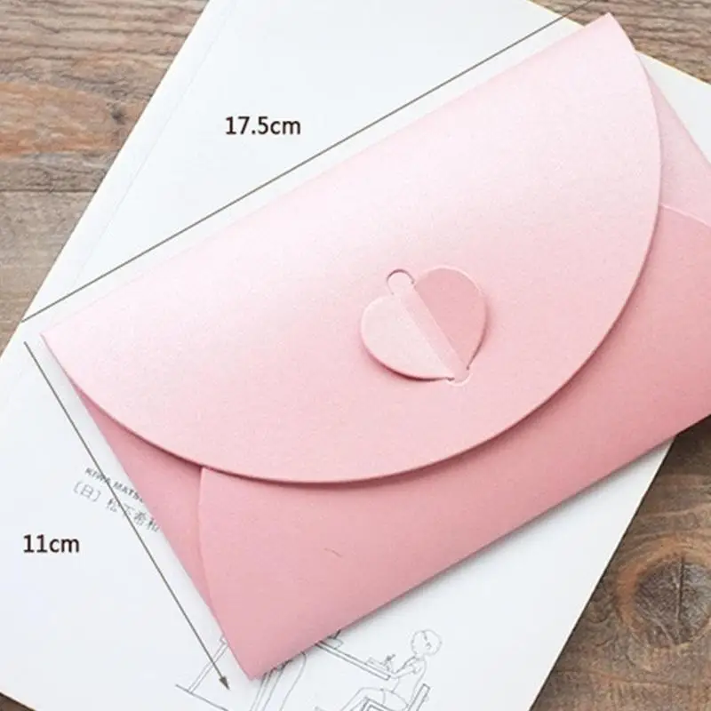 Цветной конверт в форме сердца с пряжкой крафт перламутровая бумага Ретро Конверт декоративный конверт бизнес приглашение Fes G3G5