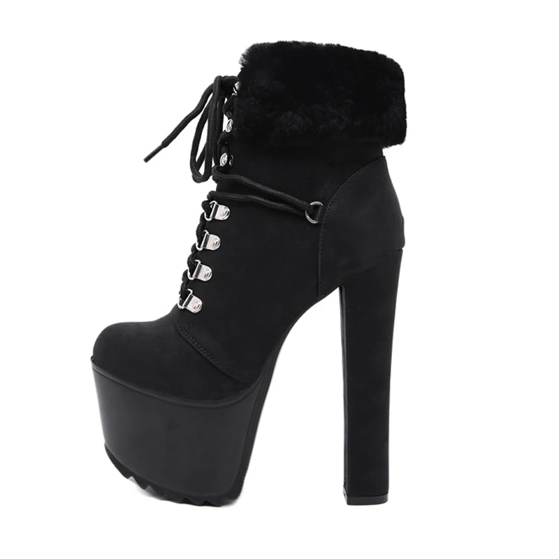 Женские зимние ботинки модные ботильоны на толстом каблуке черные высокие ботинки на высоком каблуке осенне-зимняя женская зимняя обувь ботинки на меху YMA914
