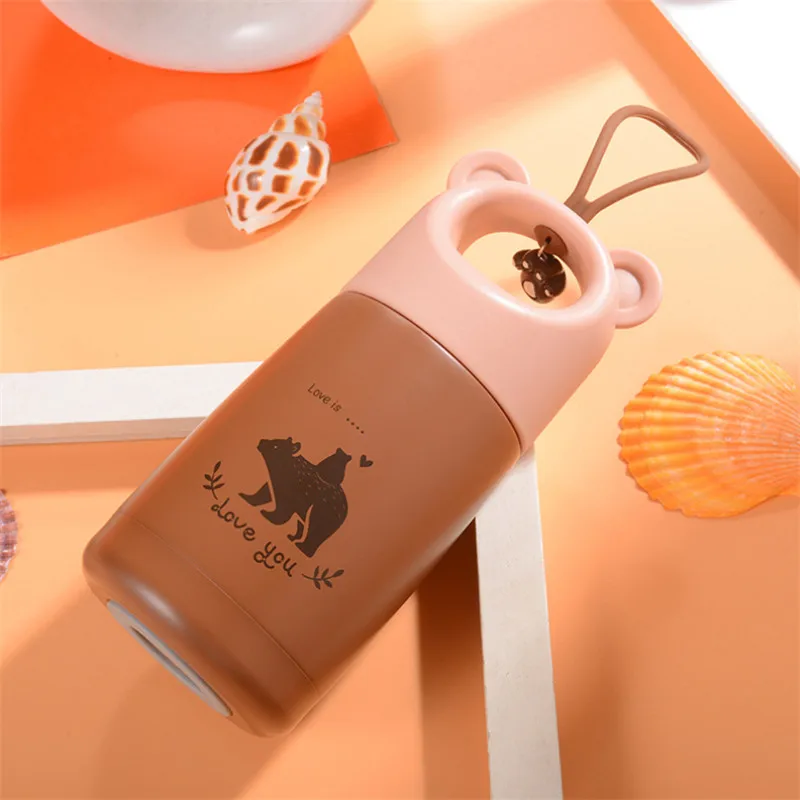 Coffee Портативная Термокружка 500 мл с рисунком из мультфильма, Термокружка Из Нержавеющей Стали, вакуумная Термокружка, забавный подарок, Студенческая школьная бутылка для воды - Цвет: Coffee