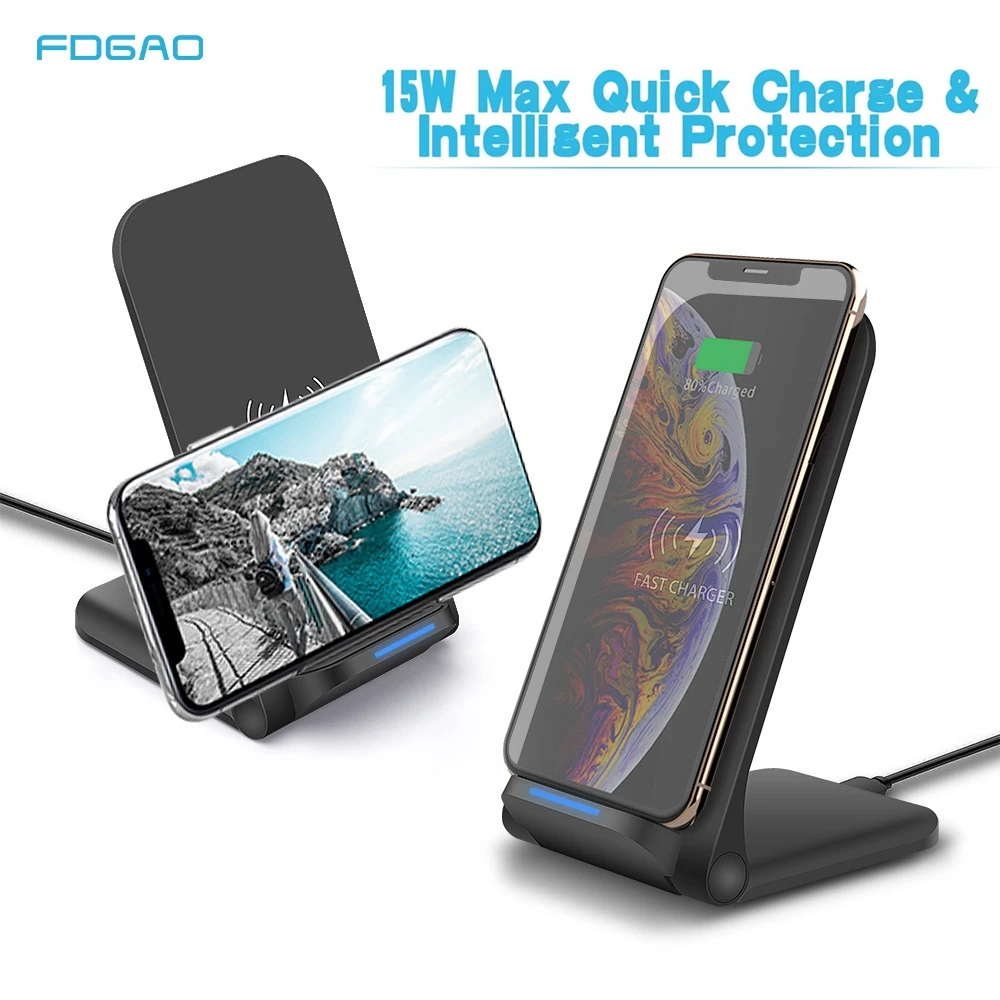 Беспроводное зарядное устройство FDGAO Quick 15 Вт Qi подставка для быстрой зарядки iPhone
