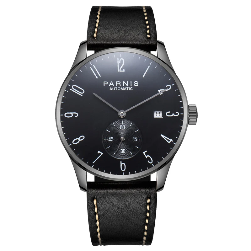 

Parnis 41mm Mechanical Men Watch Minimalist Wristwatch Men Luxury Waterproof Calendar Leather Automatic hombre Relogio Masculino