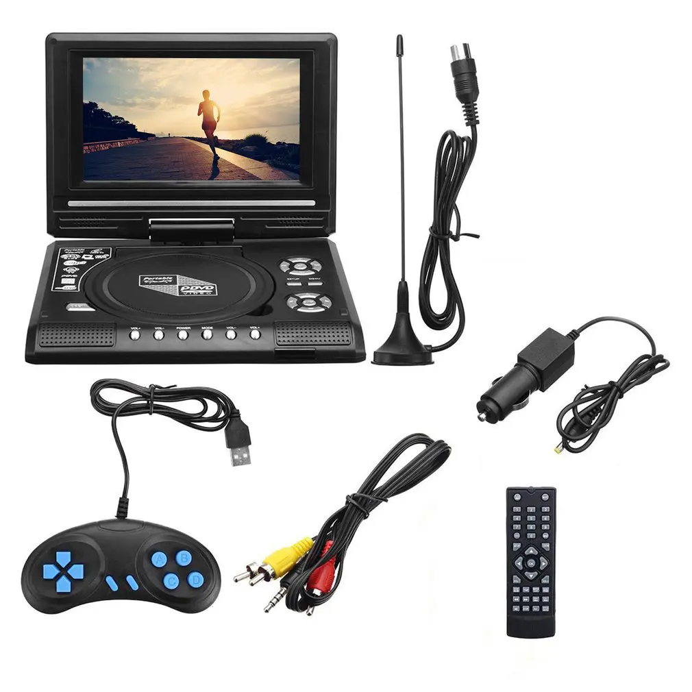 Портативный DVD-проигрыватель 7 8 дюймов HD TV для дома и автомобиля VCD CD MP3 DVD-плеер USB