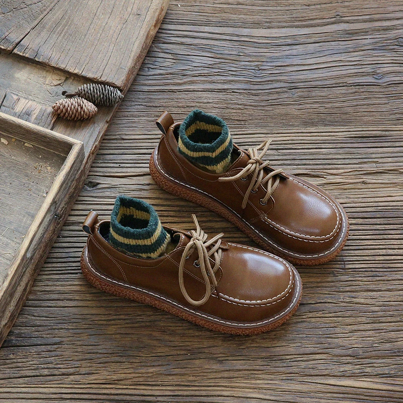 

Mori Literary Retro Thick Bottom Big Head Doll Shoes College Wind Flat Casual Shoes Japanese Harajuku Wild Handmade Single Shoes