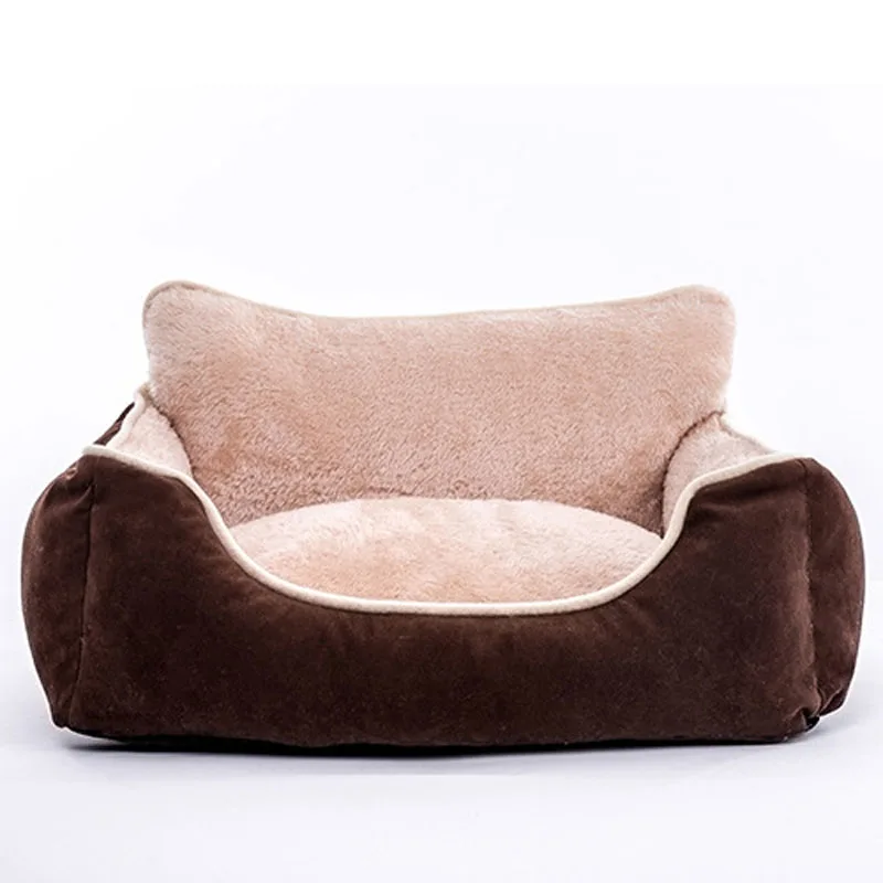 Теплый дом для домашних собак хлопковый роскошный диван-кровать для щенка маленький средний матрац для собак съемные аксессуары для будки - Цвет: coffee