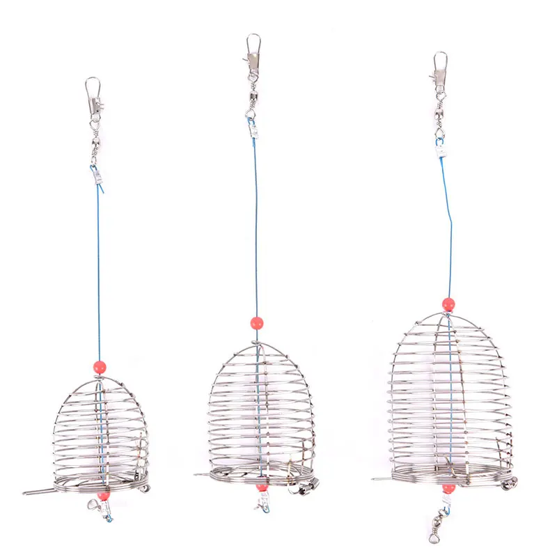 1 Pcs Practical Small Stainless Steel Fish Bait Cage Basket Feeder Holder Fishing Lure Cage Fishing Accessories