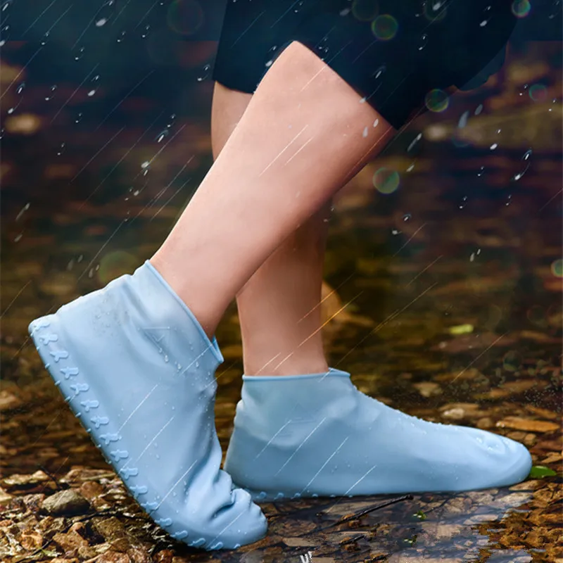 

Rainproof Men Shoes Covers Silicone Overshoes Reusable Waterproof Rain Boots Non-slip Washable Unisex Wear-Resistant Recyclable