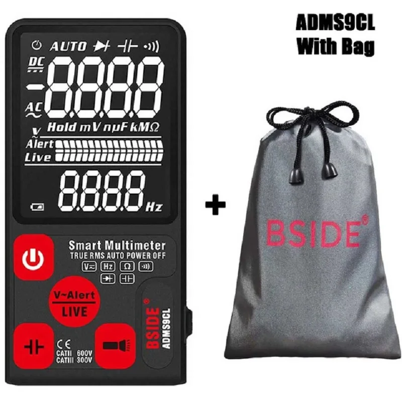 Мини цифровой мультиметр BSIDE ADMS9 S7 тест er Вольтметр Сопротивление NCV непрерывность тест с - Цвет: ADMS9CL With Bag