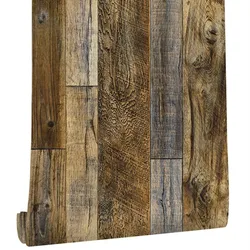LLJZ-Wood Plank Wallpaper, Brown Self Adhesive Vinyl Contact Paper, Decorative Wall Covering Stickers