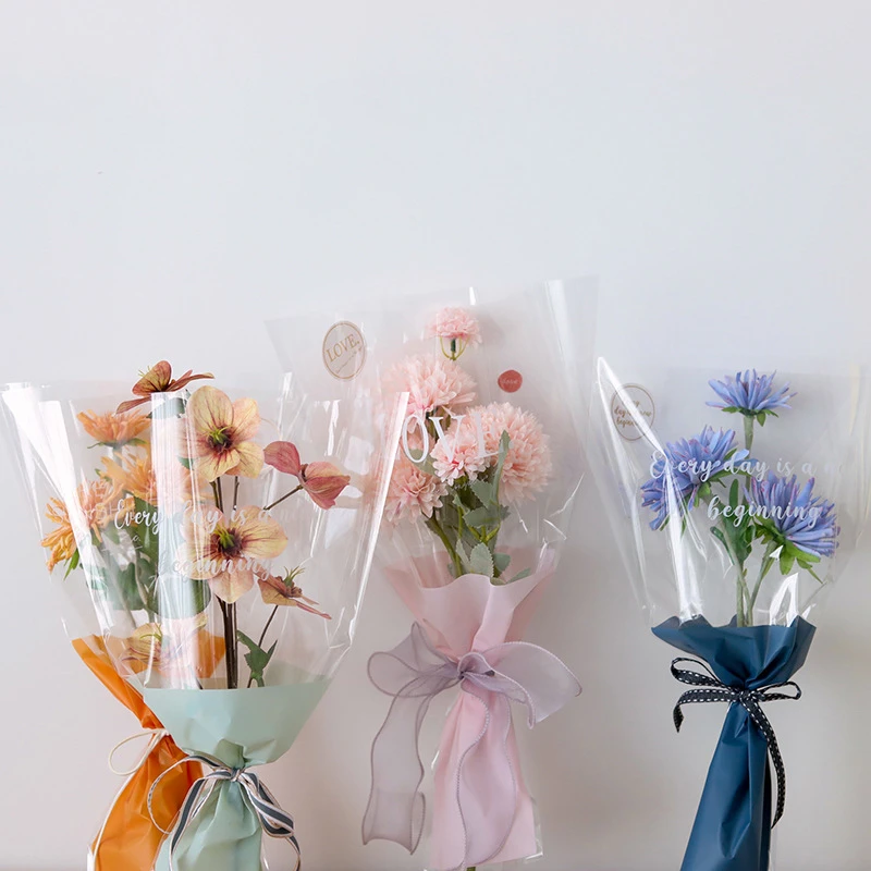 バラの花を花束するための包装紙バッグ 30個 透明なポリギフトパッケージ ウェディングパーティー用の花屋用品 Artificial Dried Flowers Aliexpress