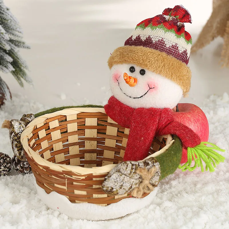 

Christmas Decor Doll Gift Candy Storage Basket Imitation Bark Rattan Weaving new hot sale