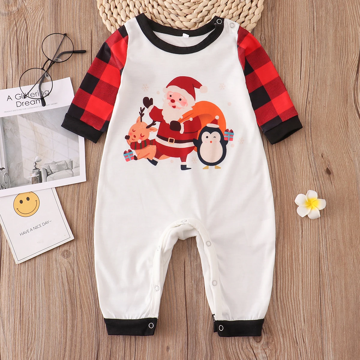 Christmas Family Matching Pajamas Set 2022 Xmas Adult Kid Family Matching Clothes Top+Pants  Famaly Sleepwear Baby Romper