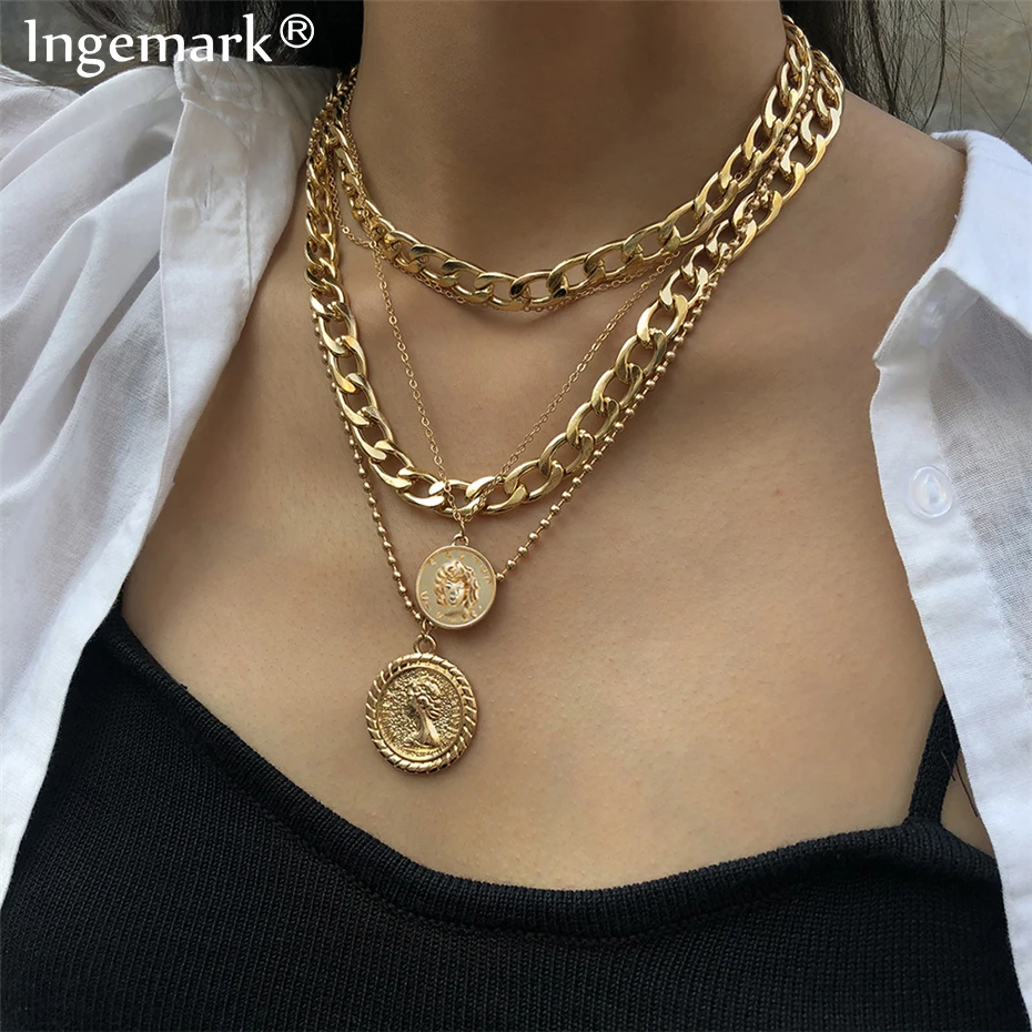 Ingemark Punk Miami Cuban Choker Necklace Colar Hip Hop Big Thick Chunky...