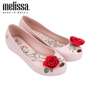 

Melissa Women Jelly Shoes Beauty Beast Red Rose Flowers 2020 Melissa Shoes For Women Flat Sandals Adult Sandals Female Shoes