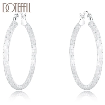 

DOTEFFIL 925 Sterling Silver Square 40mm Circle Hoop Earrings For Women Lady Best Gift Fashion Charm Engagement Wedding Jewelry