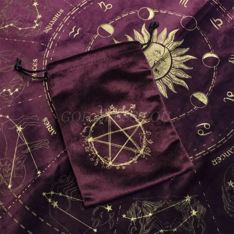 

Tar-ots Pad Rubber Pad Astrolabe Witch Divination Pendulum Divination Tablecloth Props For Board Game Velvet Bag Drop Shipping