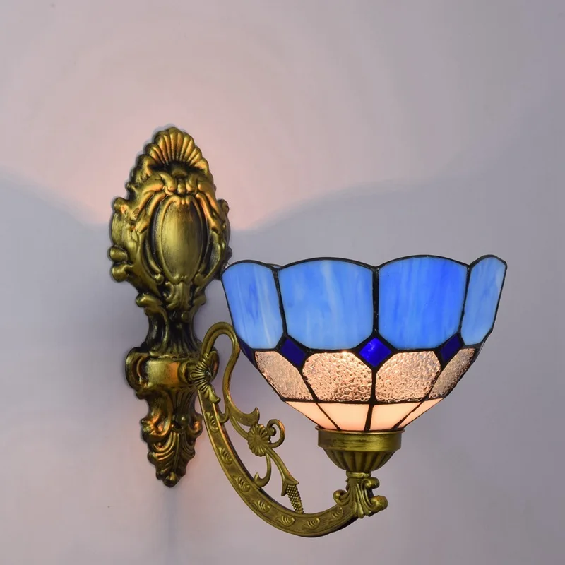

glass retro mirror front lamp American garden bedside wall lamp corridor Mediterranean single head glass wall lamp