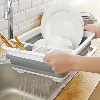 

Kitchen Folding Drain Dish Rack Foldable Storage Box Bowl Shelf Holder Drainer Tableware Cup Stand Tableware Storage Box