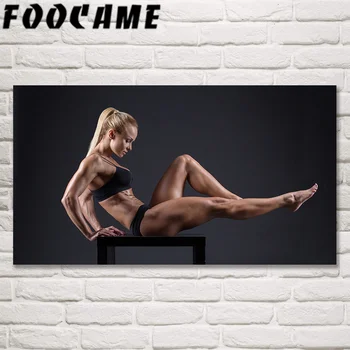 

FOOCAME Bodybuilding Fitness Model Working Out Sports Muscles Gym Decoration Art Silk Wall Paintings Posters and Prints Pictures