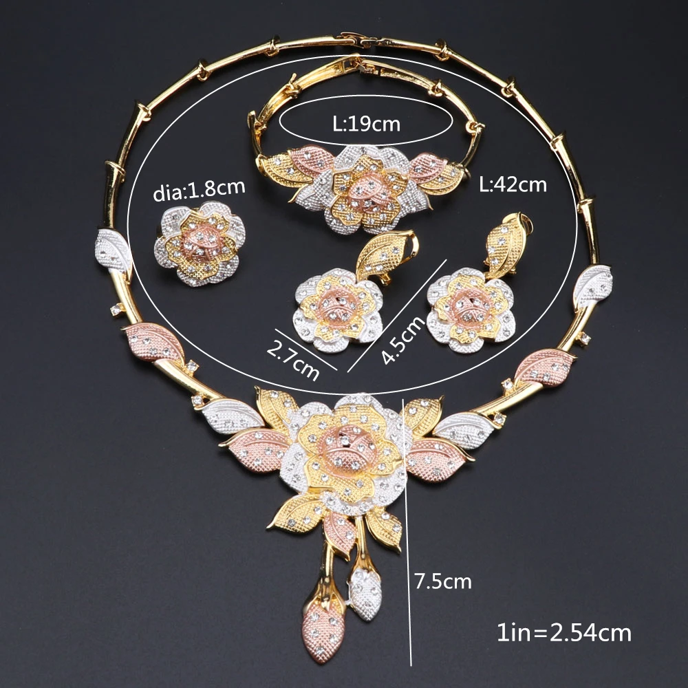 Модный комплект ювелирных изделий из Дубаи, Роскошный Золотой/Серебряный/розовое золото, свадебные подарки, нигерийские африканские Ювелирные наборы,, аксессуары