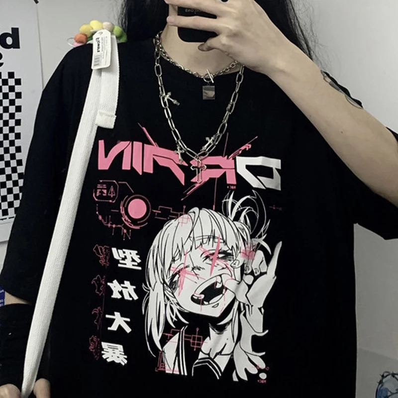 Женский топ с коротким рукавом Y2K в стиле японского аниме Harajuku Kawaii Корейском панк