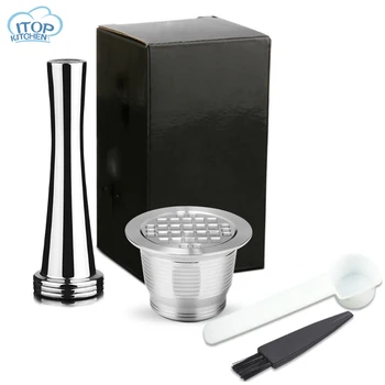 

3/4 PCS/Set Stainless Steel Capsule Coffee Filter For Nespresso Refillable Tamper Coffee Pod Machine Birthday Coffeeware Gift