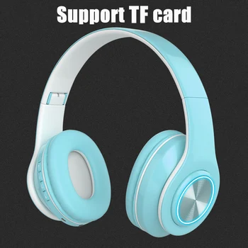 

Wireless Headphone Bluetooth 5.0 Earphone Colorful LED Light HiFi Bass Stereo Headset With MIC Support TF Card For PC Laptop