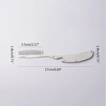 

New Men's Folded Stainless Steel Hair Comb Mini Pocket Combs Beard Care Tool 896D