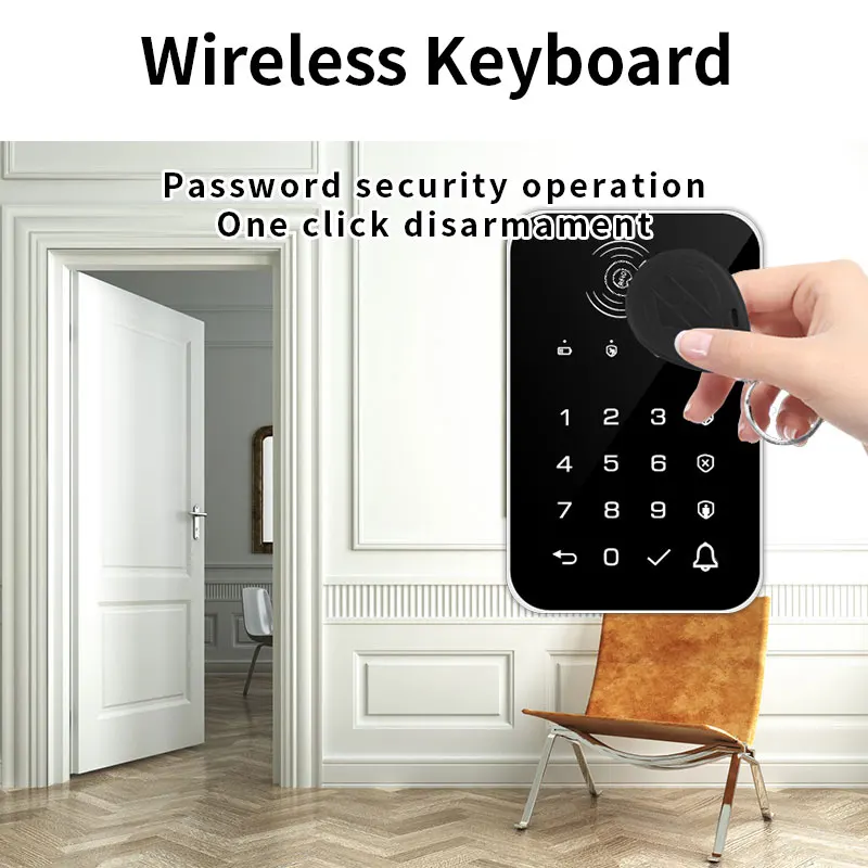 Wireless Keyboard Password Lock 433MHz Frequency EV1527 Encoding Method RFID Card Unlock Doorbell Function Easy Installation