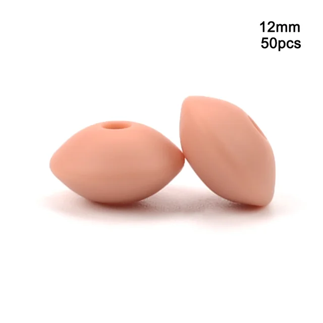 LOFCA 50pcs 12mm Silicone Lentil Beads Baby Teething Beads BPA-Free Food Grade Making Baby Oral Care Pacifier Chain  Accessorise peachy