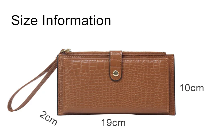 Fashion Multi-function Women Crocodile Card Wallet Money Cltuch Phone Purse Bag