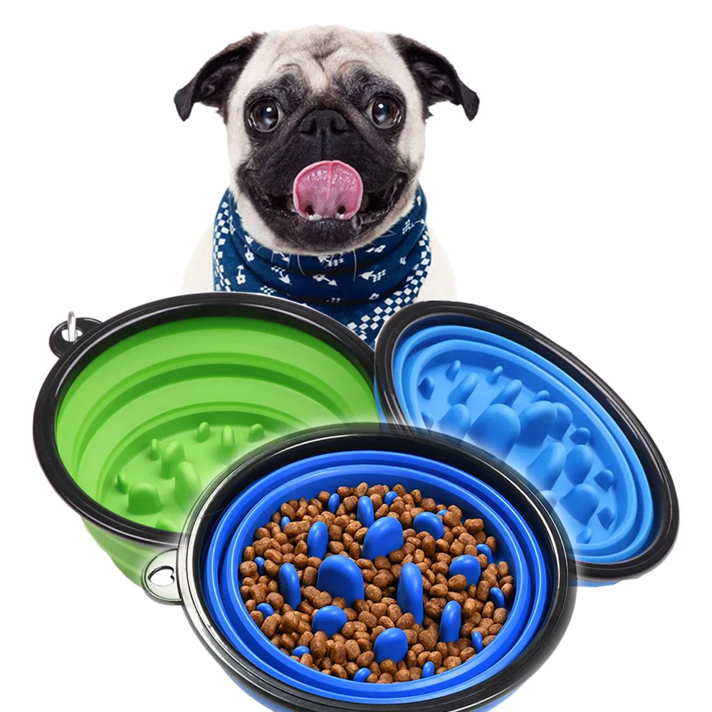 

1000ML Slow Food Dog Bowl Folding Silicone Pet Bowls Portable Travel Bowl For Dogs Interesting Developmental Pet Dish