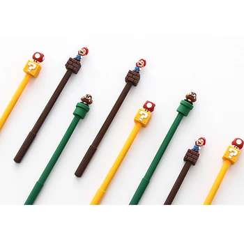 

1pc Creative Cartoon Super Mario gel pen Cartoon Gel Pen black ink School students office supplies children gift