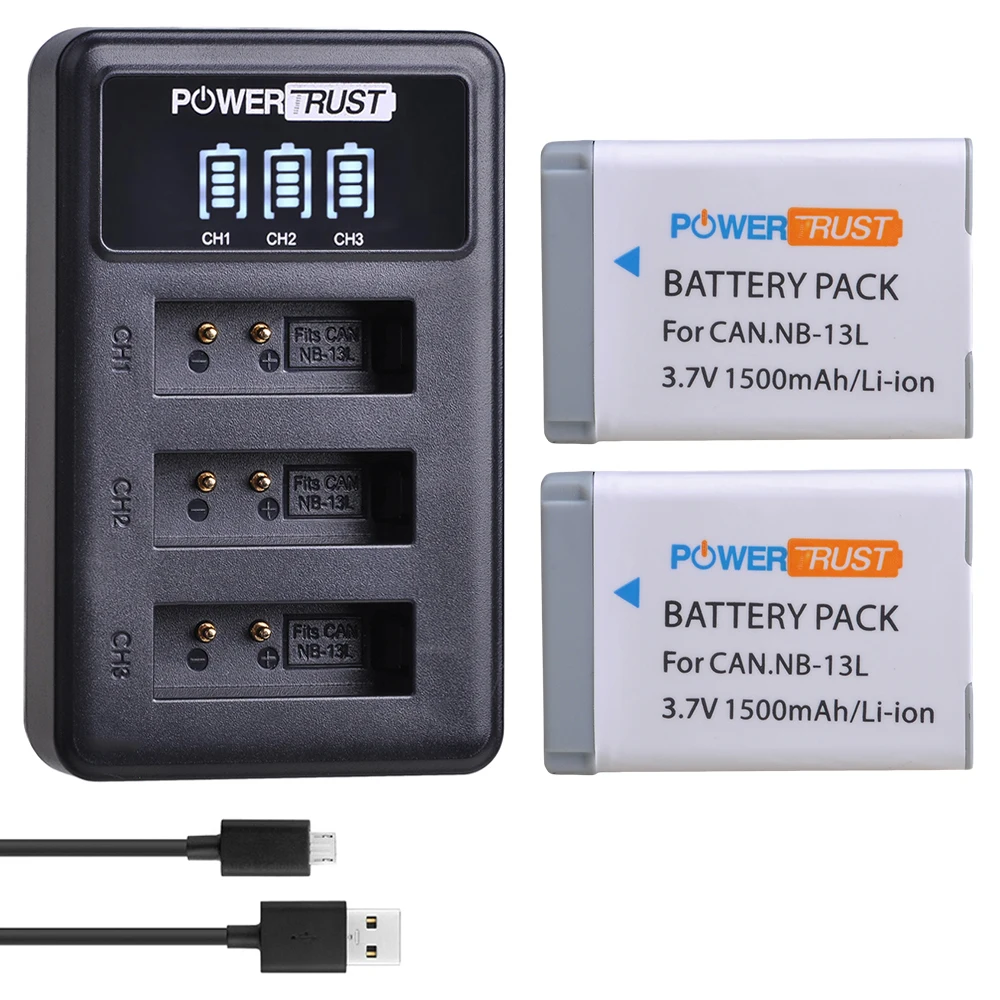 

2Pack NB-13L NB 13L 13L battery +LED 3 Slots USB Charger for Canon G7X G9X G5X G7X Mark II G9X Mark II SX620 HS SX720 HS camera