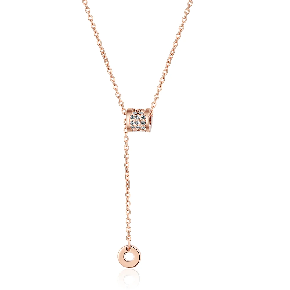 

Pendant Necklace For Women Stainless Steel Luxury Cute Crystal Round Rose Gold Chain Gifts Harajuku Choker Fashion Jewelry Kpop