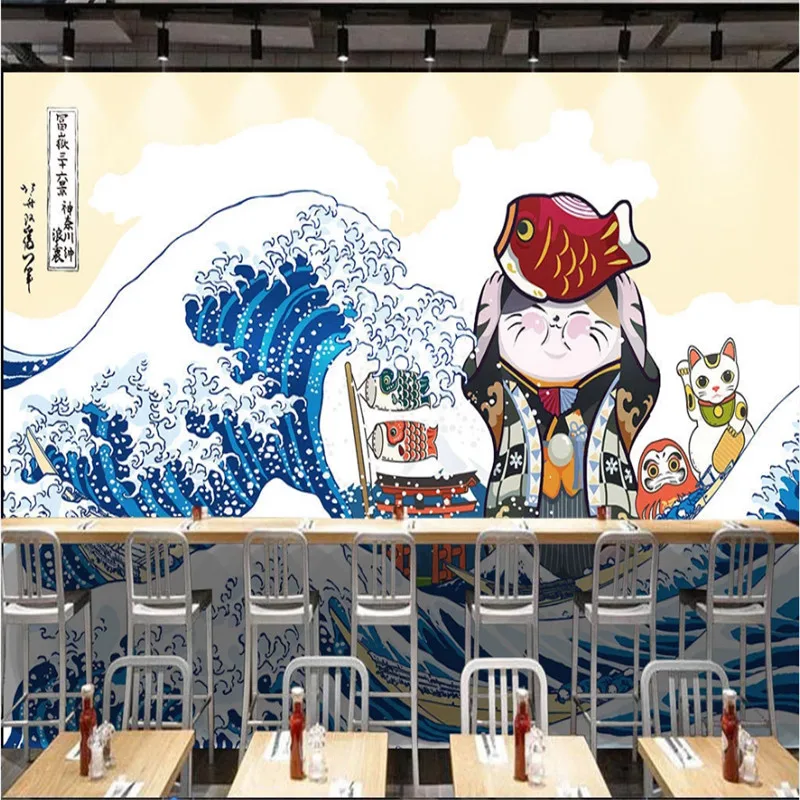 Японский классический Ukiyo-e стиль обои 3D Ручная роспись японский Ресторан Суши магазин промышленный Декор 3D настенная бумага
