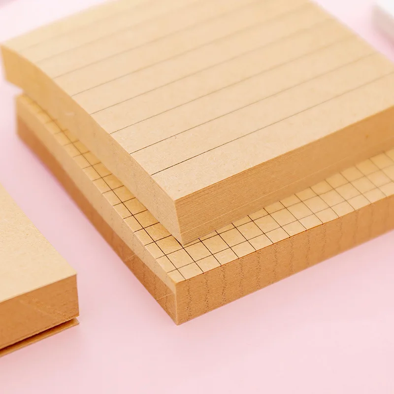

White Brown Blank With Grid Paper Mini Memo Pad Adhesive Note Planner Diary Book Marker Stickers Office School Supplies H6918