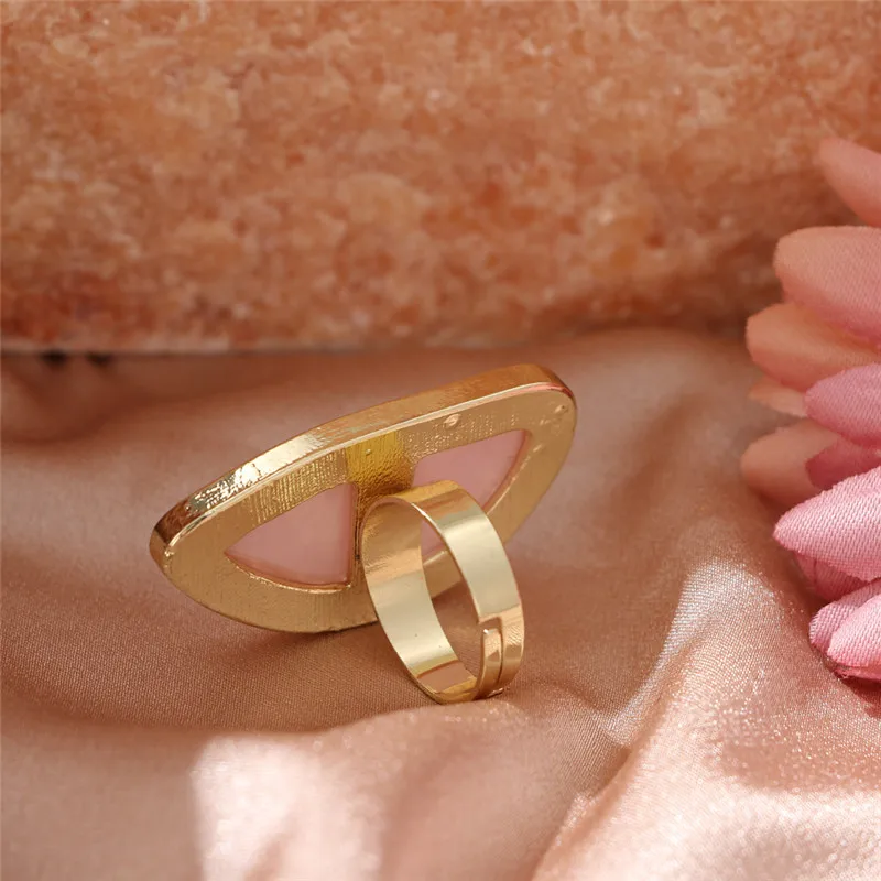 Adjustable Geometric Statement Ring For Women In Agate And Resin_voghion.com